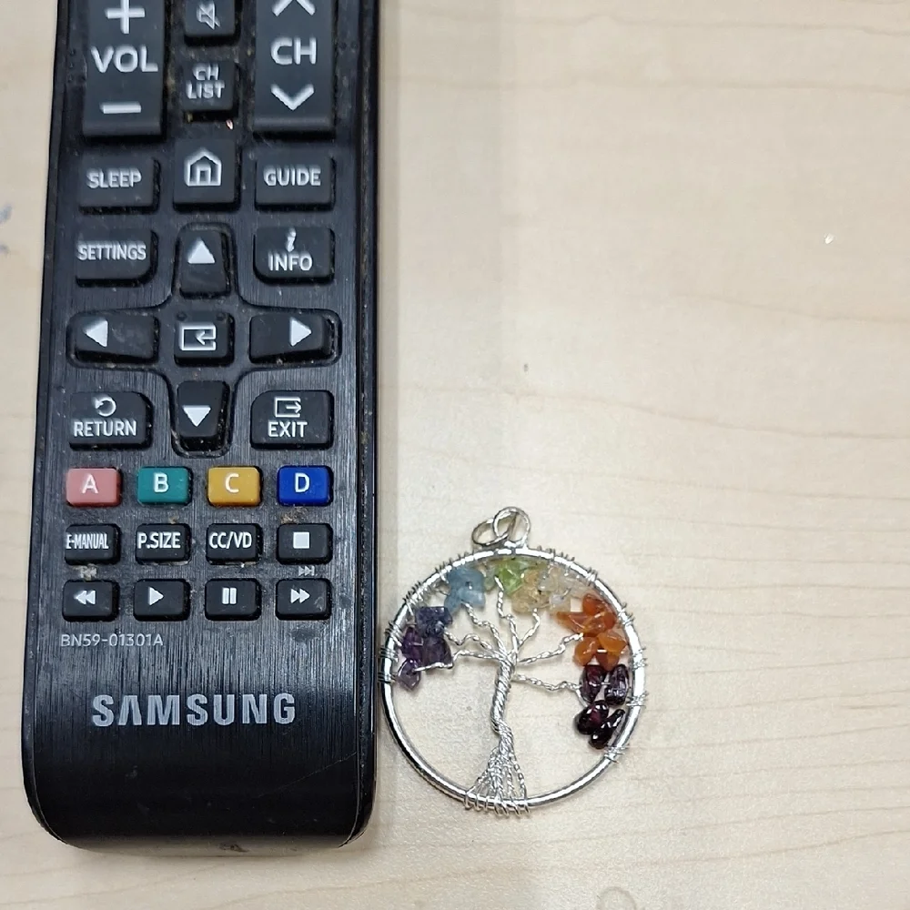 Silver Tree of Life Pendant with Multicolor Gemstones - Picture 3 of 3